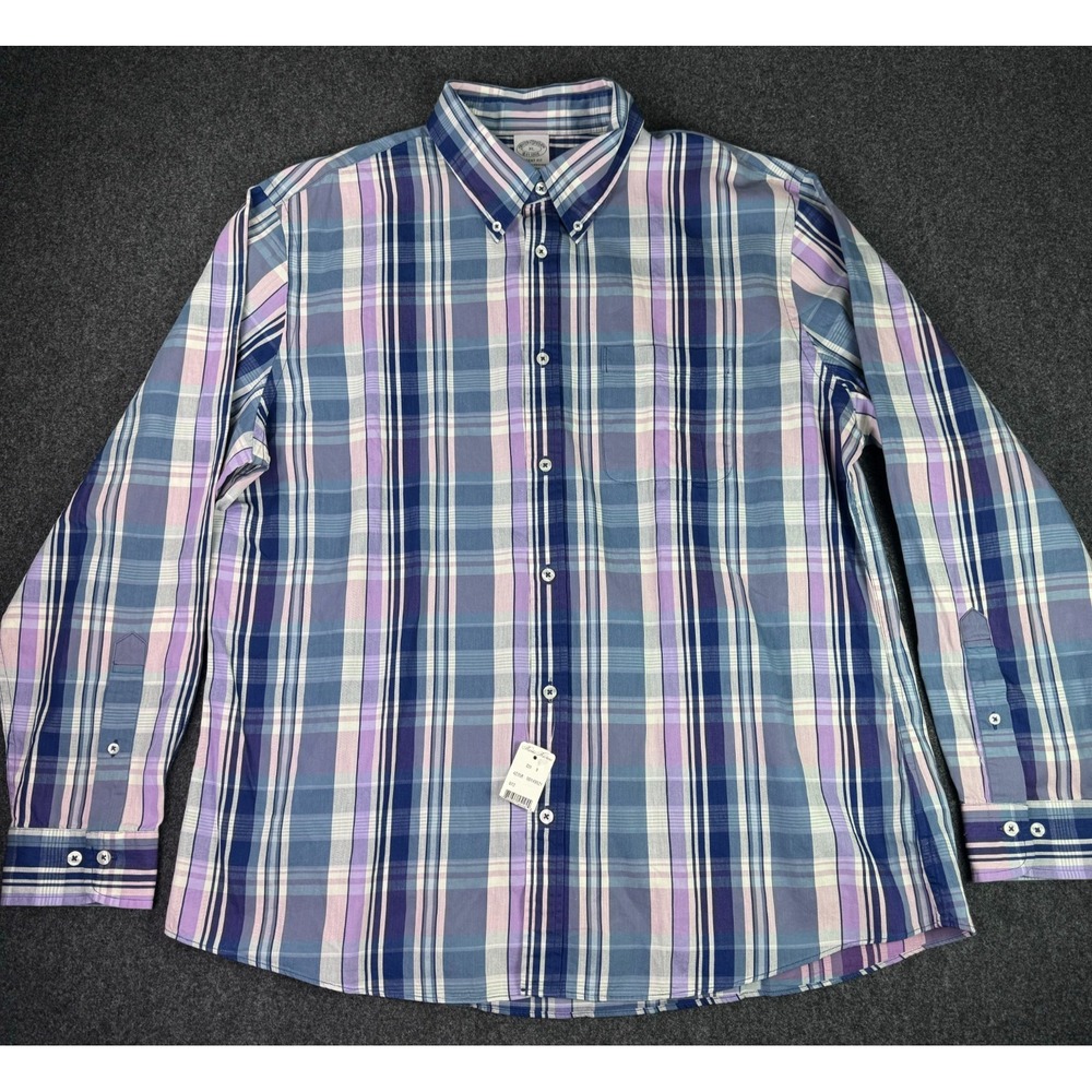 NWT Brooks Brothers Regent Fit Men's XL Navy Purple Plaid Button-Down Up Shirt